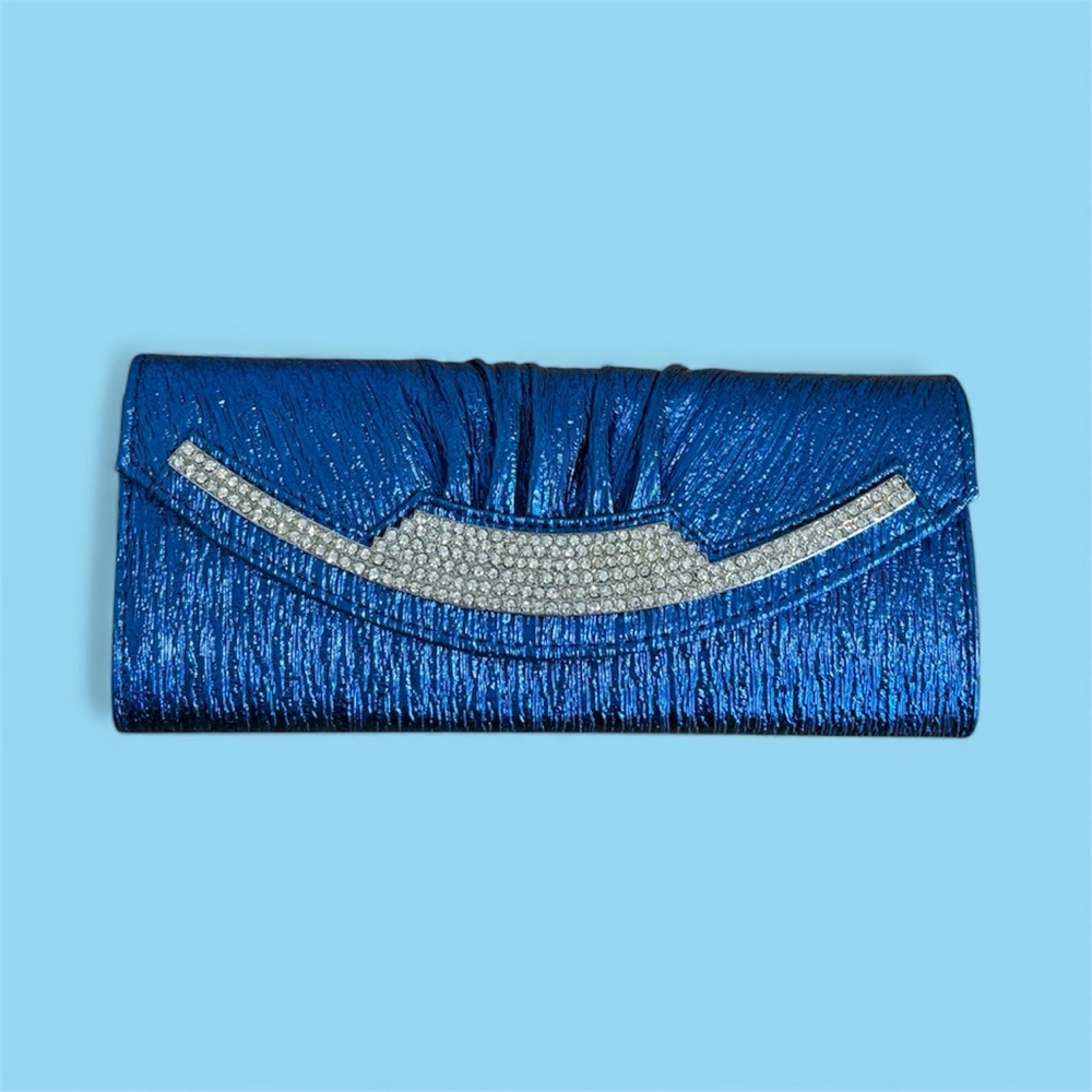 Elegant Blue Clutch with Silver Accents